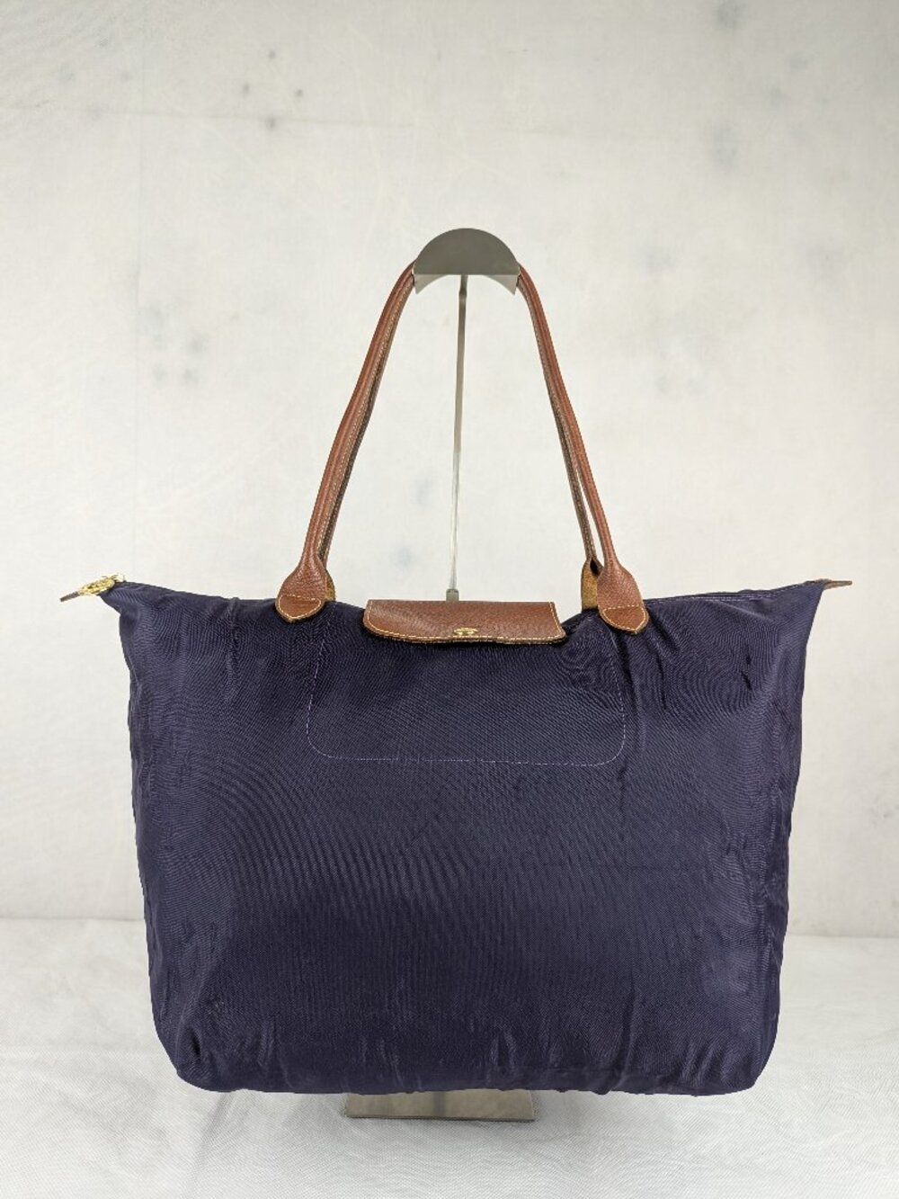 Longchamp Purple Nylon Handbag Used Le Pliage Tote Foldable Travel Bag